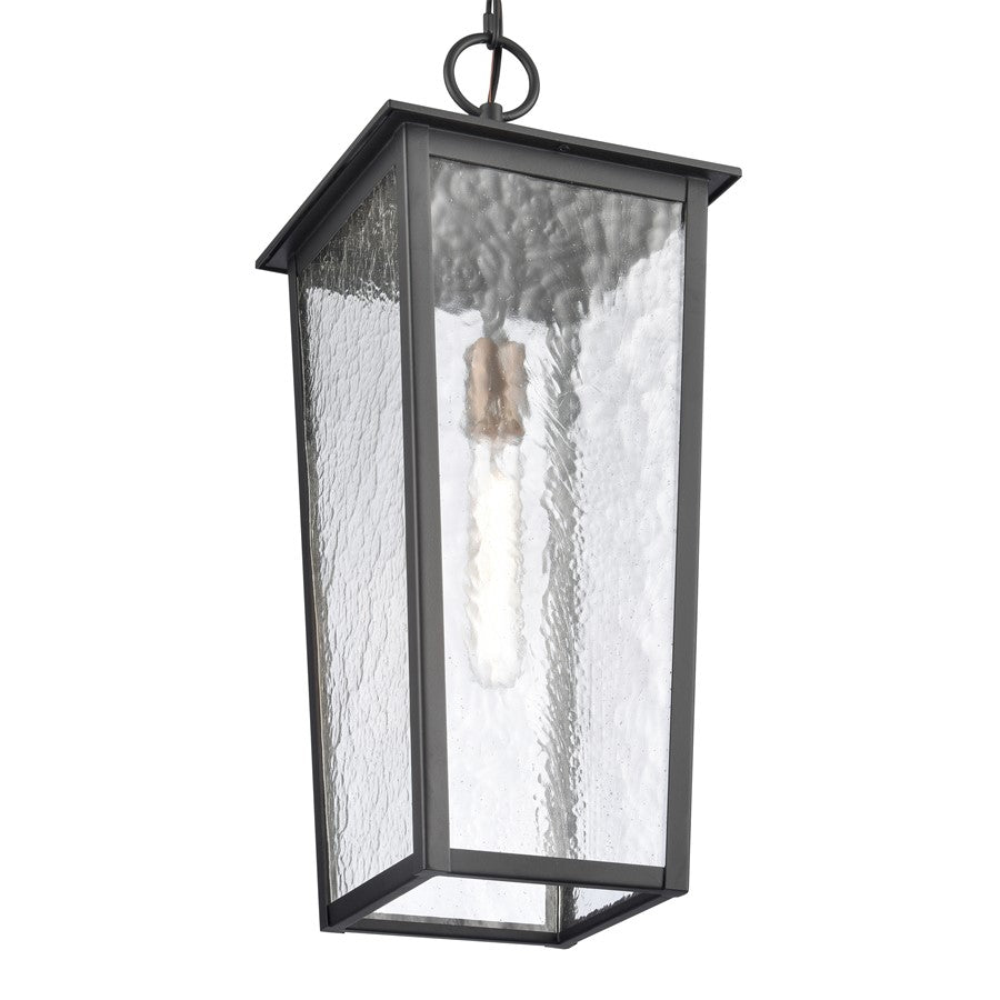 Atlas Lighting Marquis 9in 1-Light Outdoor Pendant | Transitional Matte Black and Chemical OZ with Clear Glass | Covered Porch | Model OL11036-BK