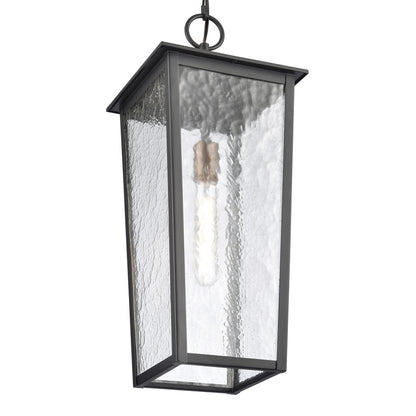 Atlas Lighting Marquis 9in 1-Light Outdoor Pendant | Transitional Matte Black and Chemical OZ with Clear Glass | Covered Porch | Model OL11036-BK