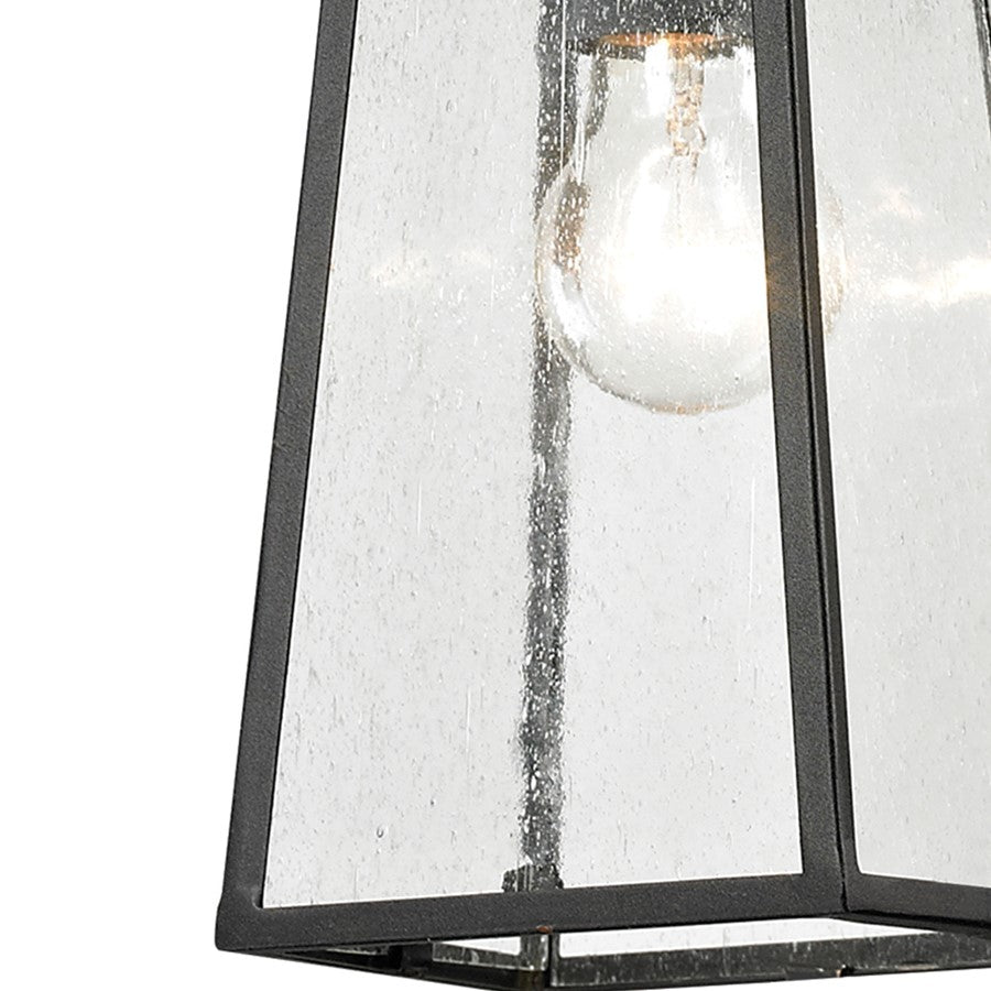 Atlas Lighting Meditterano 5in 1-Light Outdoor Pendant | Transitional Matte Black and Clear Seeded Glass | Covered Porch | Model OL11037-BK