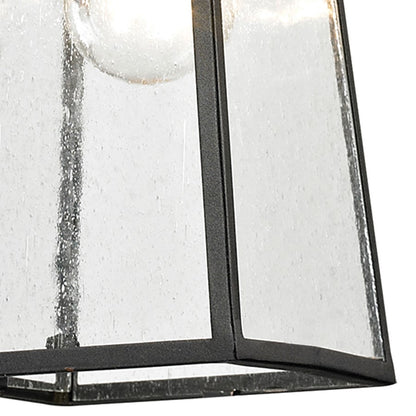 Atlas Lighting Meditterano 5in 1-Light Outdoor Pendant | Transitional Matte Black and Clear Seeded Glass | Covered Porch | Model OL11037-BK