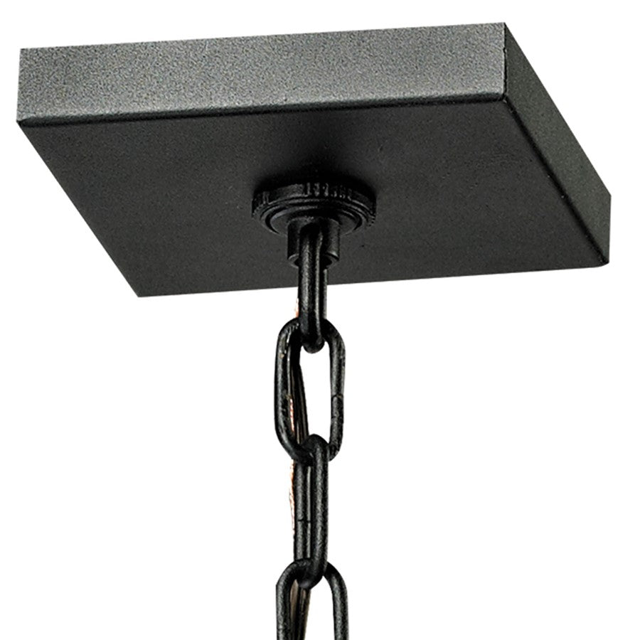 Atlas Lighting Meditterano 5in 1-Light Outdoor Pendant | Transitional Matte Black and Clear Seeded Glass | Covered Porch | Model OL11037-BK