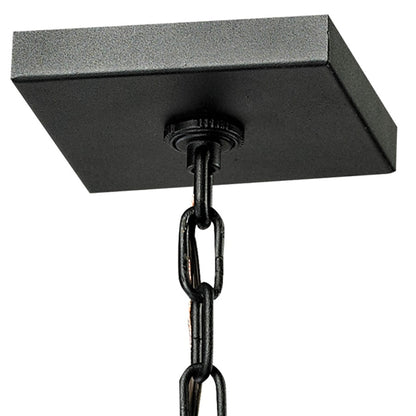 Atlas Lighting Meditterano 5in 1-Light Outdoor Pendant | Transitional Matte Black and Clear Seeded Glass | Covered Porch | Model OL11037-BK