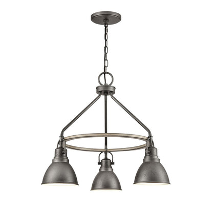 Atlas Lighting North Shore 24in 3-Light Outdoor Pendant | Industrial Iron and Palisade Gray Metal | Covered Patio & Dining Room | Model OL11040-GY