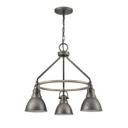 Atlas Lighting North Shore 24in 3-Light Outdoor Pendant | Industrial Iron and Palisade Gray Metal | Covered Patio & Dining Room | Model OL11040-GY