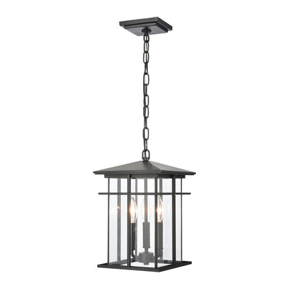 Atlas Lighting Oak Park 9in 3-Light Outdoor Pendant | Transitional Matte Black and Clear Glass | Covered Patio & Entryway | Model OL11041-BK