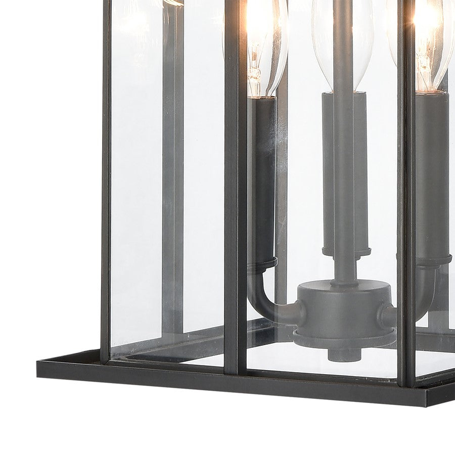 Atlas Lighting Oak Park 9in 3-Light Outdoor Pendant | Transitional Matte Black and Clear Glass | Covered Patio & Entryway | Model OL11041-BK