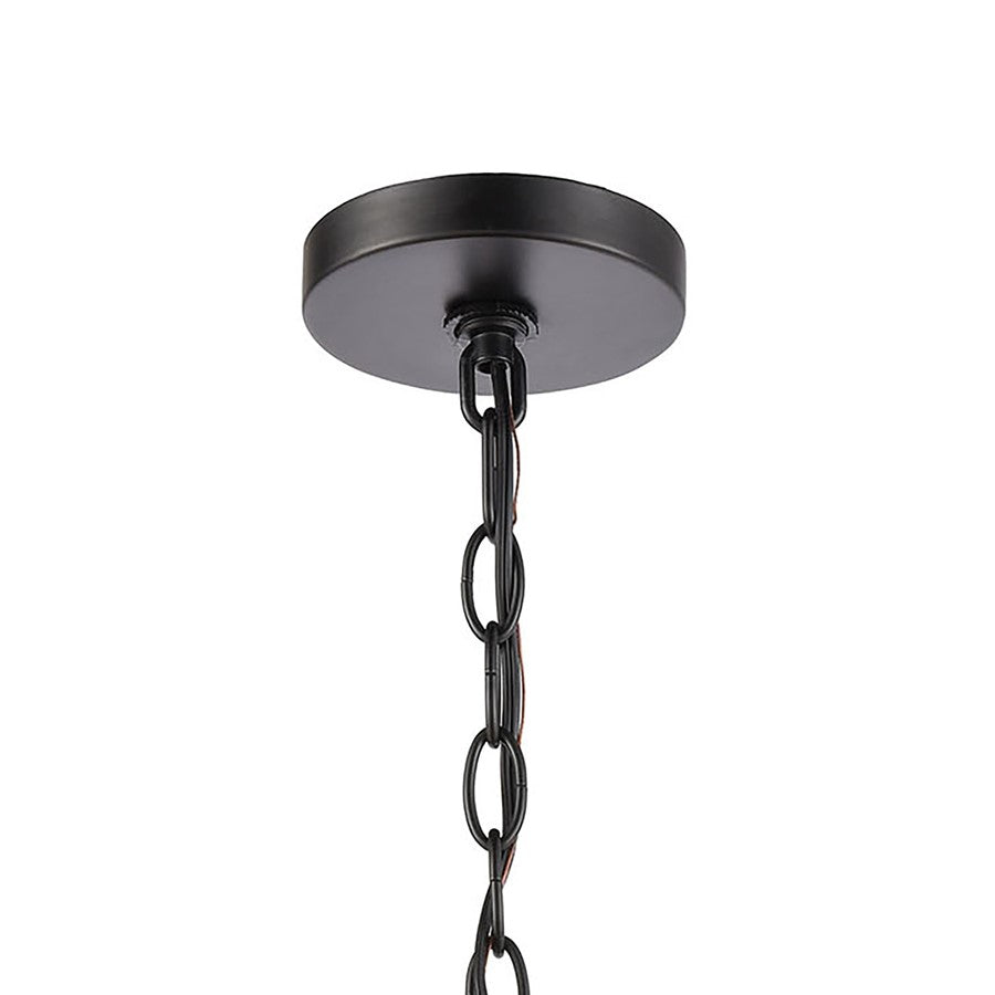 Atlas Lighting Radnor 8in 1-Light Outdoor Pendant | Transitional Matte Black and Clear Seeded Glass | Covered Porch & Entryway | Model OL11042-BK