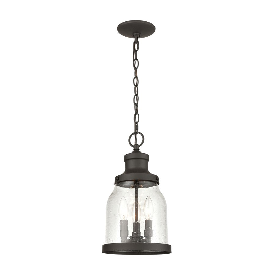 Atlas Lighting Renford 8in 3-Light Outdoor Pendant | Traditional Architectural Bronze and Clear Seeded Glass | Covered Porch | Model OL11043-BZ