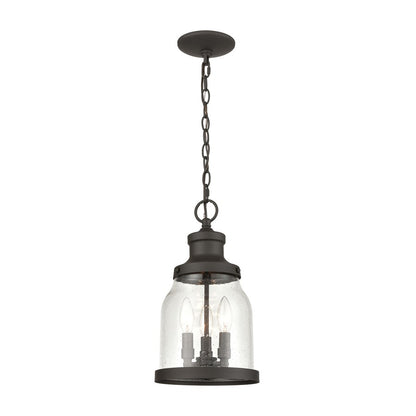 Atlas Lighting Renford 8in 3-Light Outdoor Pendant | Traditional Architectural Bronze and Clear Seeded Glass | Covered Porch | Model OL11043-BZ