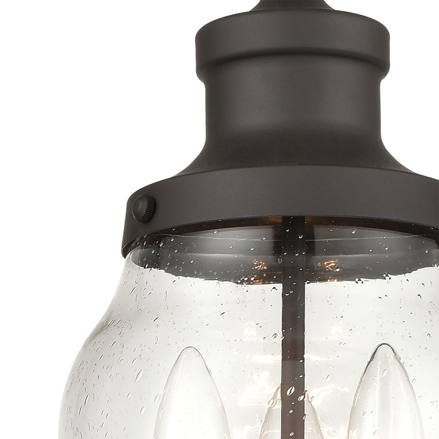 Atlas Lighting Renford 8in 3-Light Outdoor Pendant | Traditional Architectural Bronze and Clear Seeded Glass | Covered Porch | Model OL11043-BZ
