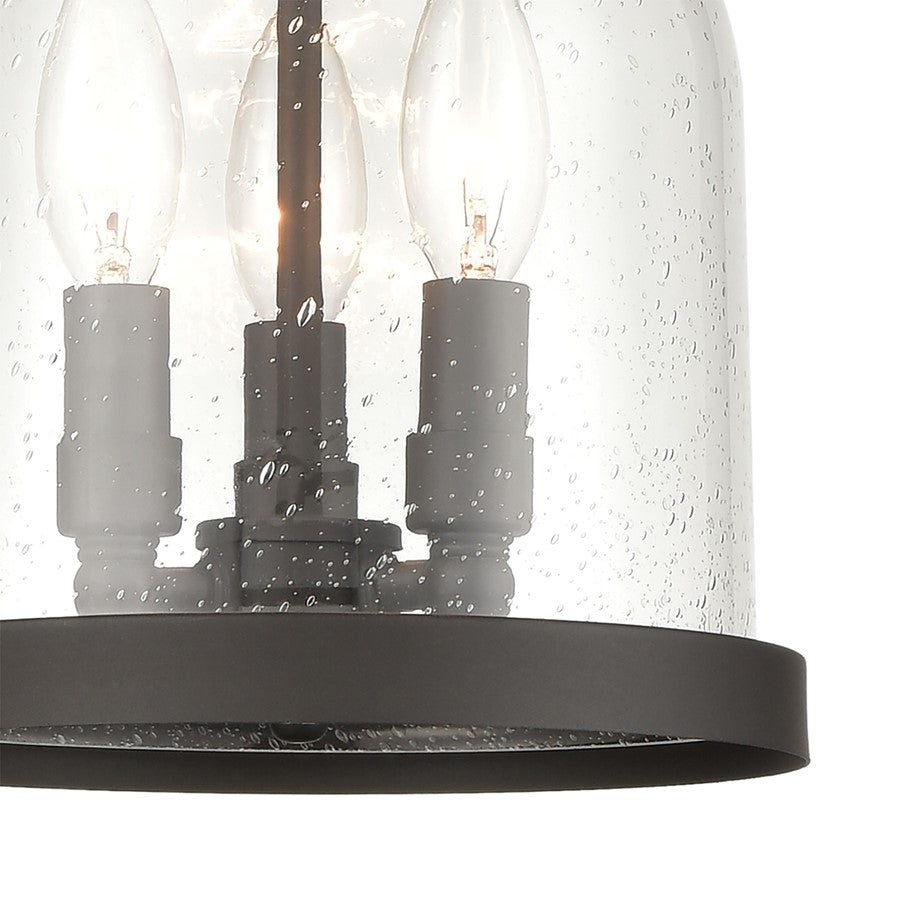Atlas Lighting Renford 8in 3-Light Outdoor Pendant | Traditional Architectural Bronze and Clear Seeded Glass | Covered Porch | Model OL11043-BZ