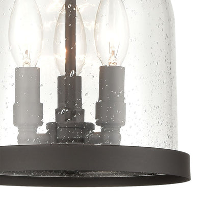 Atlas Lighting Renford 8in 3-Light Outdoor Pendant | Traditional Architectural Bronze and Clear Seeded Glass | Covered Porch | Model OL11043-BZ