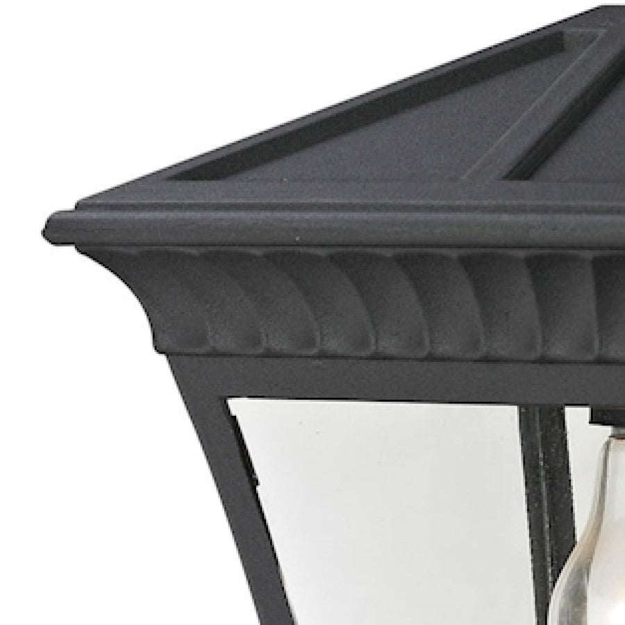 Atlas Lighting Ridgewood 9in 1-Light Outdoor Pendant | Traditional Matte Textured Black and Clear Glass | Covered Porch & Entryway | Model OL11044-BK