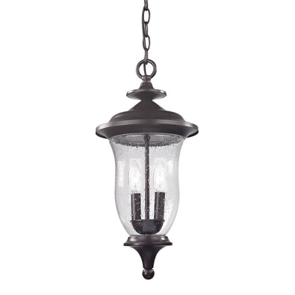 Atlas Lighting Trinity 9in 2-Light Outdoor Pendant | Traditional Oil Rubbed Bronze and Clear Seeded Glass | Covered Patio | Model OL11048-BZ