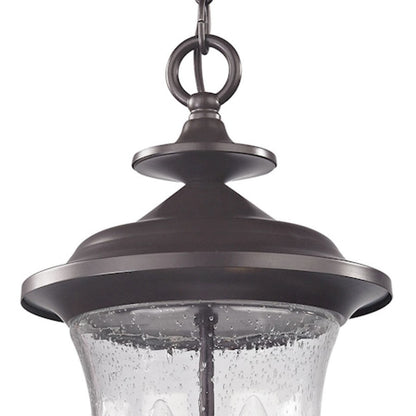 Atlas Lighting Trinity 9in 2-Light Outdoor Pendant | Traditional Oil Rubbed Bronze and Clear Seeded Glass | Covered Patio | Model OL11048-BZ