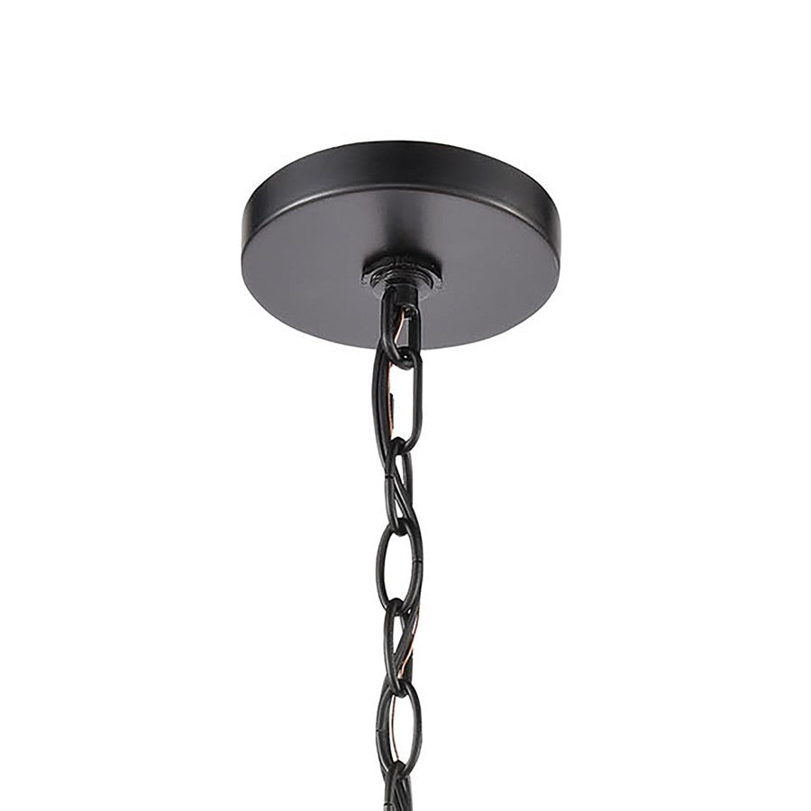 Atlas Lighting Vincentown 8in 1-Light Outdoor Pendant | Transitional Matte Black and Brushed Brass with Clear Seeded Glass | Model OL11050-BK