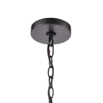 Atlas Lighting Vincentown 8in 1-Light Outdoor Pendant | Transitional Matte Black and Brushed Brass with Clear Seeded Glass | Model OL11050-BK
