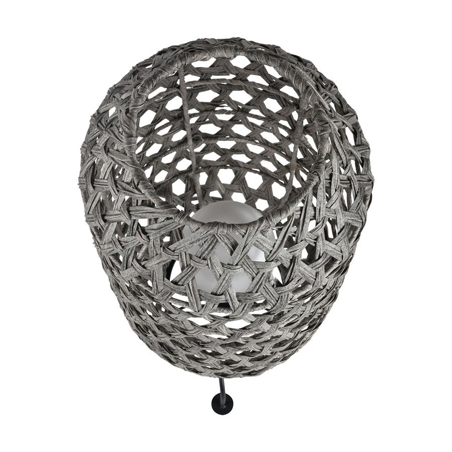 Atlas Lighting Banaue 36in 1-Light Outdoor Table Lamp | Transitional Gray Rattan on Black Metal Frame | Patio & Deck Seating | Model OL11052-GY