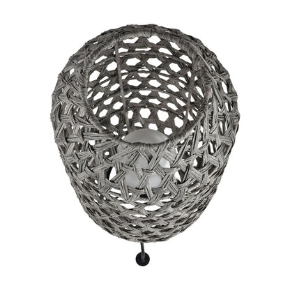 Atlas Lighting Banaue 36in 1-Light Outdoor Table Lamp | Transitional Gray Rattan on Black Metal Frame | Patio & Deck Seating | Model OL11052-GY