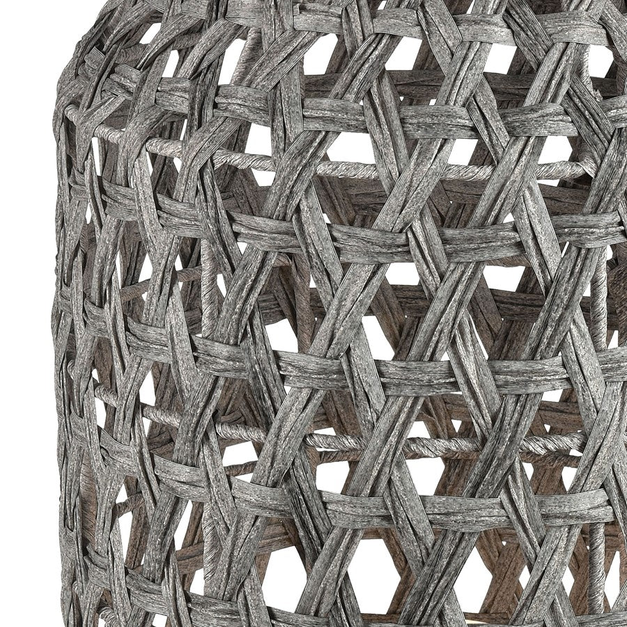 Atlas Lighting Banaue 36in 1-Light Outdoor Table Lamp | Transitional Gray Rattan on Black Metal Frame | Patio & Deck Seating | Model OL11052-GY