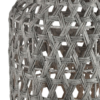 Atlas Lighting Banaue 36in 1-Light Outdoor Table Lamp | Transitional Gray Rattan on Black Metal Frame | Patio & Deck Seating | Model OL11052-GY