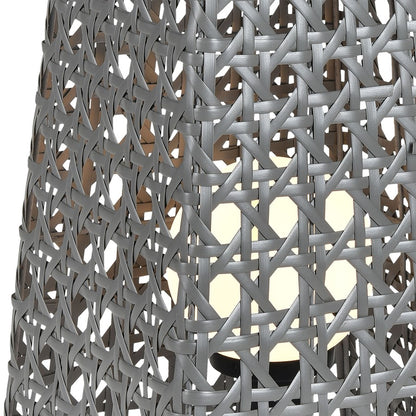 Atlas Lighting Carus 27in 1-Light Outdoor Table Lamp | Transitional Gray Rattan on Black Metal Frame | Patio & Deck Seating | Model OL11053-GY