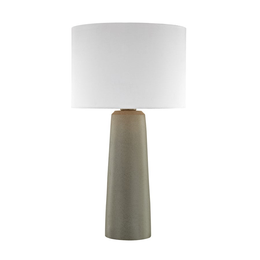 Atlas Lighting Eilat 27in 1-Light Outdoor Table Lamp | Transitional Polished Concrete and White Fabric Shade | Patio & Deck | Model OL11055-GY