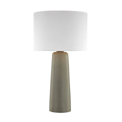 Atlas Lighting Eilat 27in 1-Light Outdoor Table Lamp | Transitional Polished Concrete and White Fabric Shade | Patio & Deck | Model OL11055-GY