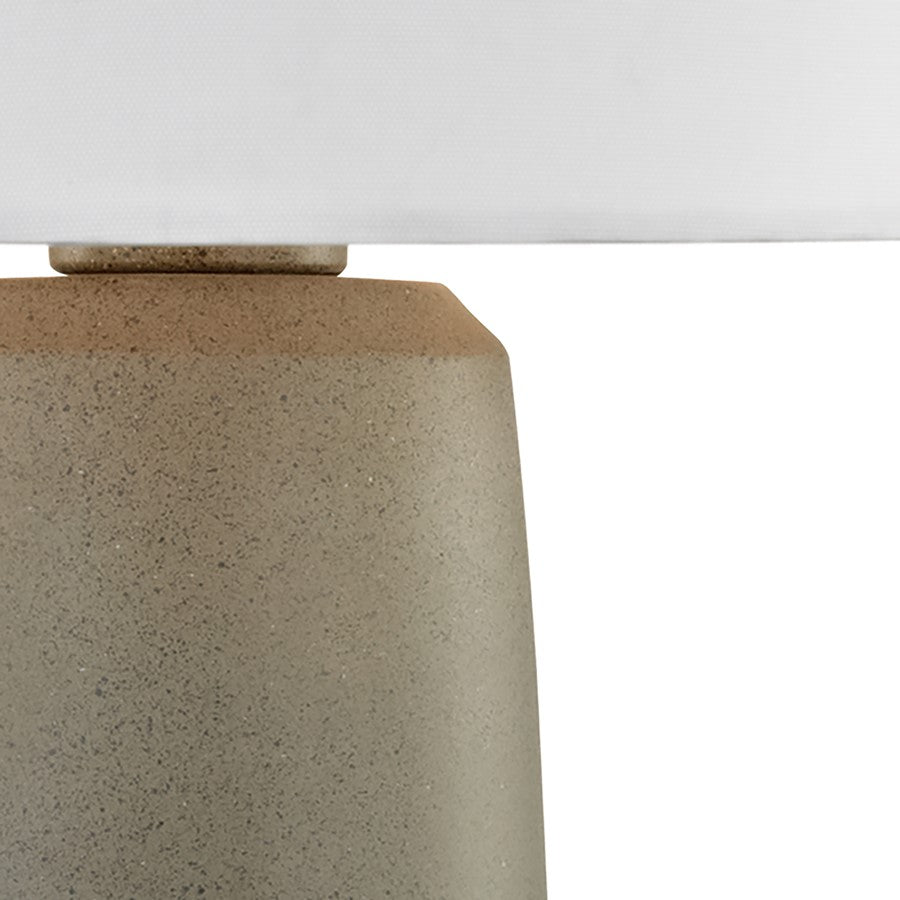 Atlas Lighting Eilat 27in 1-Light Outdoor Table Lamp | Transitional Polished Concrete and White Fabric Shade | Patio & Deck | Model OL11055-GY