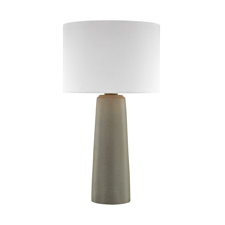 Atlas Lighting Eilat 27in 1-Light Outdoor Table Lamp | Transitional Polished Concrete and White Fabric Shade | Patio & Deck | Model OL11055-GY