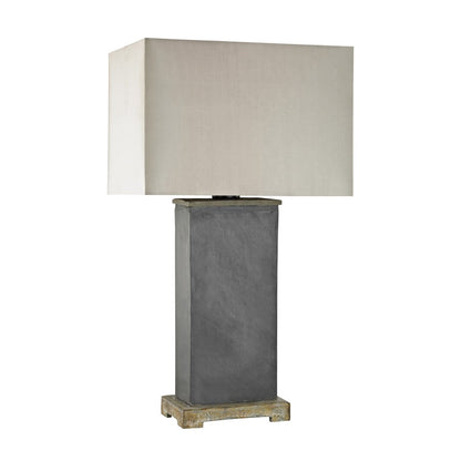 Atlas Lighting Elliot Bay 28in Outdoor Table Lamp | Transitional Gray Stone and Taupe Nylon Shade | Patio & Covered Porch | Model OL11056-GY
