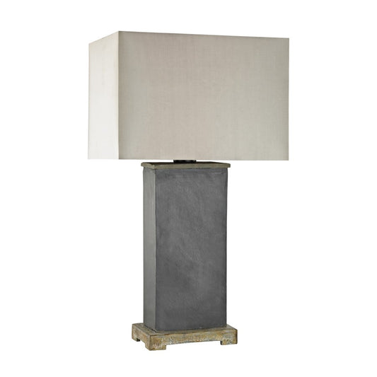 Atlas Lighting Elliot Bay 28in Outdoor Table Lamp | Transitional Gray Stone and Taupe Nylon Shade | Patio & Covered Porch | Model OL11056-GY