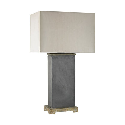 Atlas Lighting Elliot Bay 28in Outdoor Table Lamp | Transitional Gray Stone and Taupe Nylon Shade | Patio & Covered Porch | Model OL11056-GY