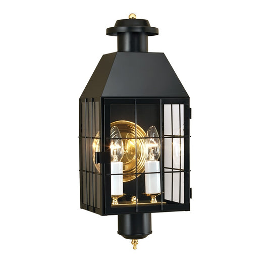 Atlas Lighting American Heritage 22in 2-Light Outdoor Sconce | Traditional Black and Clear Glass | Entryway & Covered Patio | Model OL11061-BK