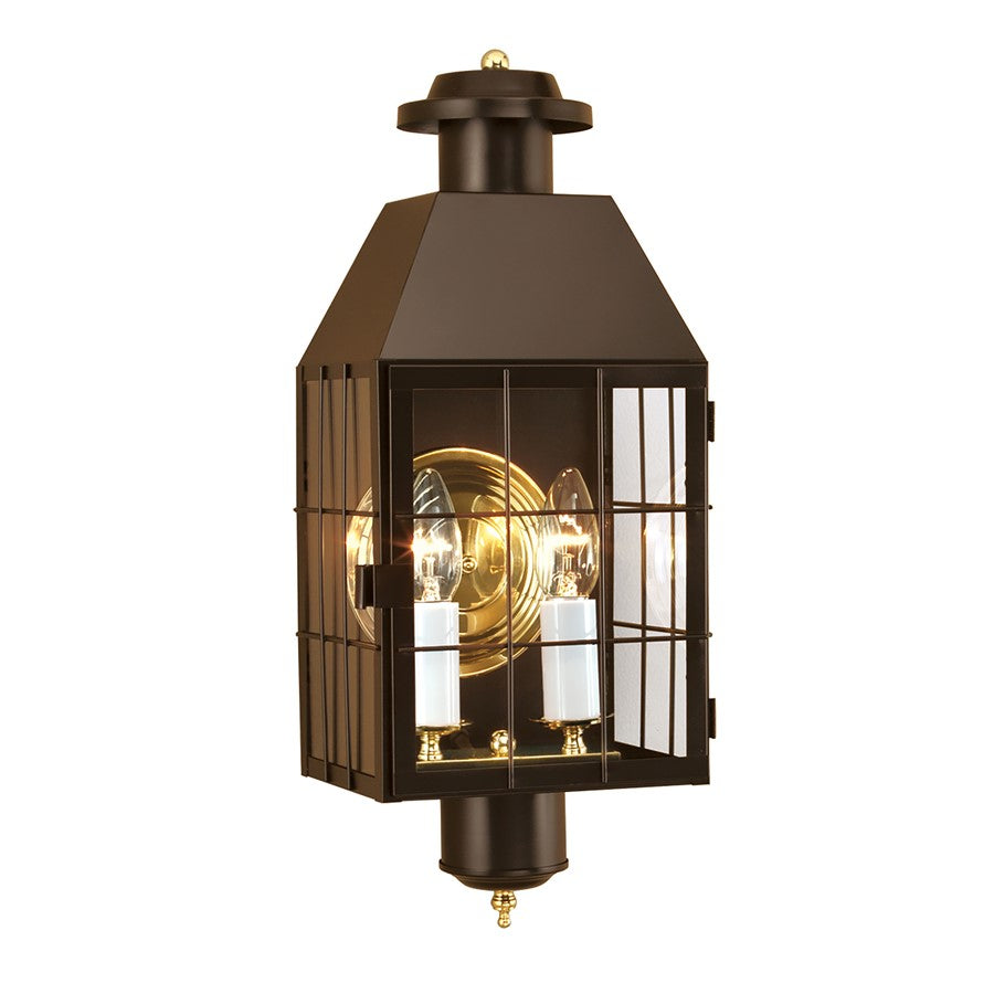 Atlas Lighting American Heritage 22in 2-Light Outdoor Sconce | Traditional Bronze and Clear Glass | Entryway & Covered Patio | Model OL11061-BZ