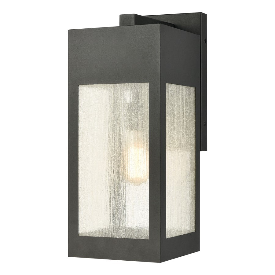 Atlas Lighting Angus 20in 1-Light Outdoor Sconce | Transitional Charcoal and Clear Seeded Glass | Entryway & Covered Patio | Model OL11062-BK