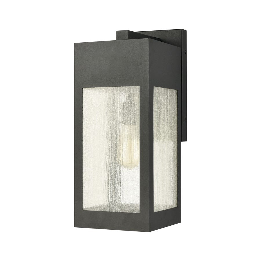 Atlas Lighting Angus 20in 1-Light Outdoor Sconce | Transitional Charcoal and Clear Seeded Glass | Entryway & Covered Patio | Model OL11062-BK