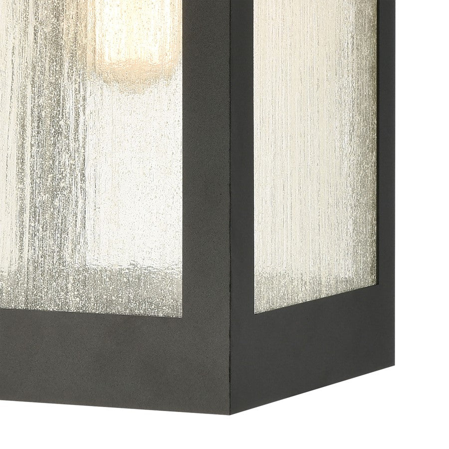 Atlas Lighting Angus 20in 1-Light Outdoor Sconce | Transitional Charcoal and Clear Seeded Glass | Entryway & Covered Patio | Model OL11062-BK