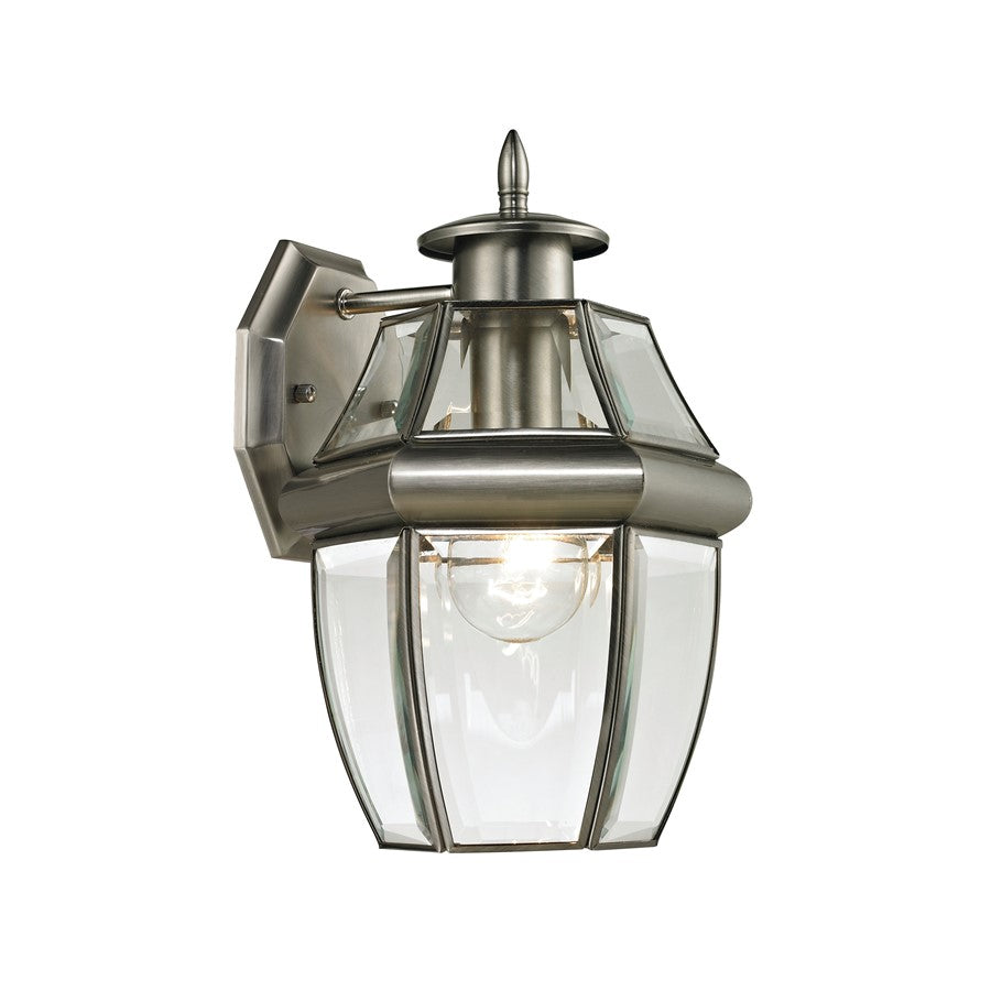 Atlas Lighting Ashford 12in 1-Light Outdoor Sconce | Traditional Antique Nickel and Clear Glass | Entryway & Covered Patio | Model OL11064-NK