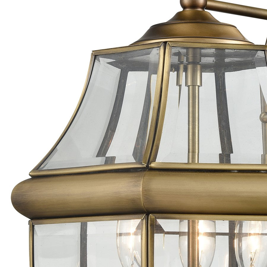 Atlas Lighting Ashford 13in 3-Light Outdoor Sconce | Traditional Antique Brass and Clear Glass | Entryway & Covered Patio | Model OL11065-BS