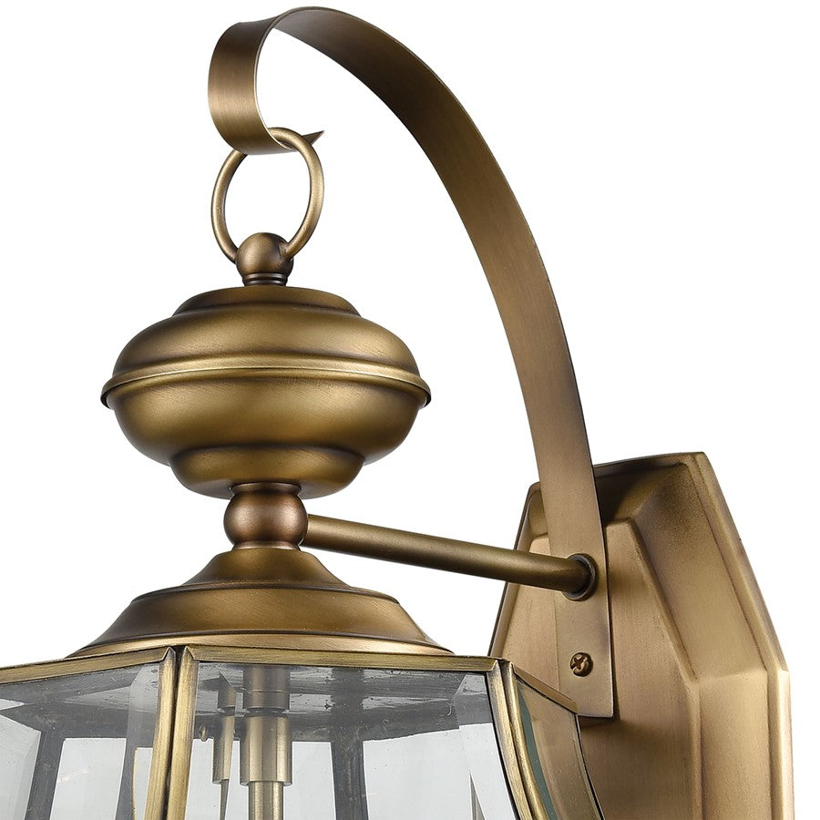 Atlas Lighting Ashford 13in 3-Light Outdoor Sconce | Traditional Antique Brass and Clear Glass | Entryway & Covered Patio | Model OL11065-BS