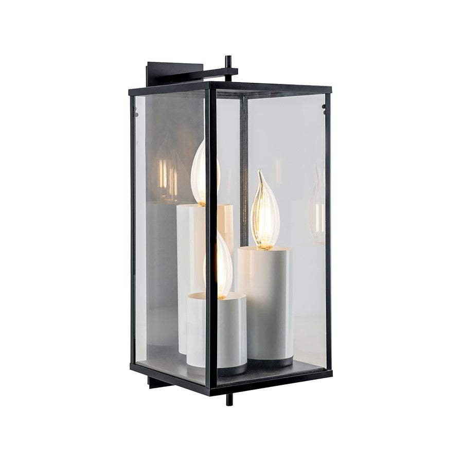 Atlas Lighting Back Bay 24.5in 3-Light Outdoor Sconce | Traditional Matte Black and Clear Glass | Porch & Entryway Wall Light | Model OL11068-BK