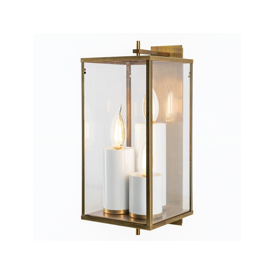 Atlas Lighting Back Bay 24.5in 3-Light Outdoor Sconce | Traditional Aged Brass and Clear Glass | Porch & Entryway Wall Light | Model OL11068-BS