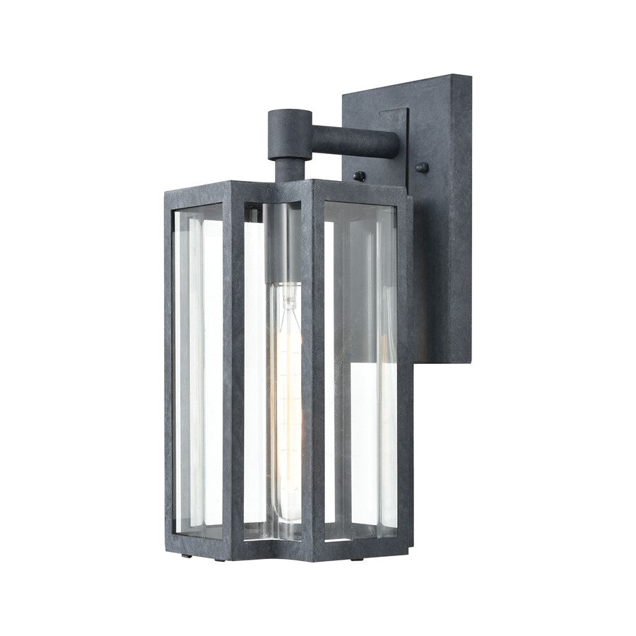 Atlas Lighting Bianca 13in 1-Light Outdoor Sconce | Transitional Aged Zinc and Clear Glass | Porch & Entryway | 6 x 7 x 13 in | Model OL11072-GY