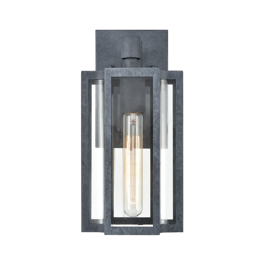 Atlas Lighting Bianca 13in 1-Light Outdoor Sconce | Transitional Aged Zinc and Clear Glass | Porch & Entryway | 6 x 7 x 13 in | Model OL11072-GY