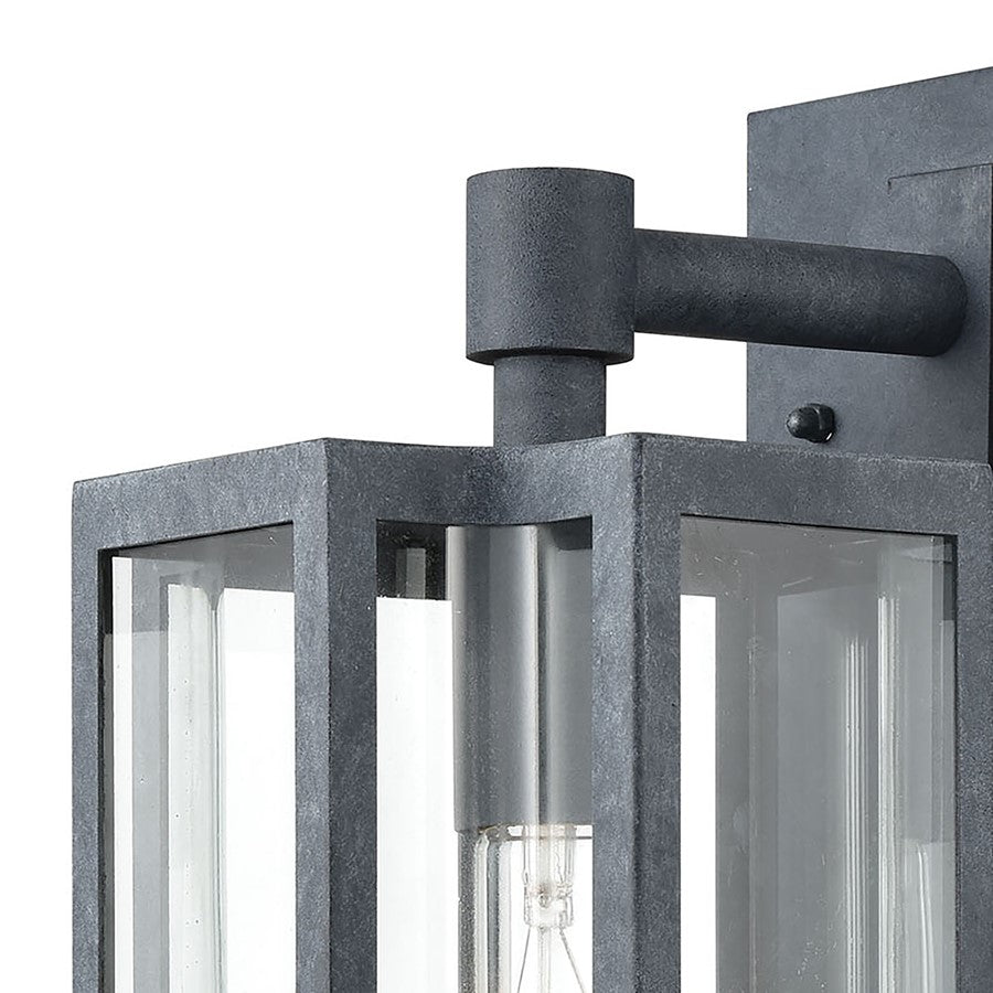 Atlas Lighting Bianca 13in 1-Light Outdoor Sconce | Transitional Aged Zinc and Clear Glass | Porch & Entryway | 6 x 7 x 13 in | Model OL11072-GY
