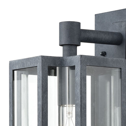 Atlas Lighting Bianca 13in 1-Light Outdoor Sconce | Transitional Aged Zinc and Clear Glass | Porch & Entryway | 6 x 7 x 13 in | Model OL11072-GY