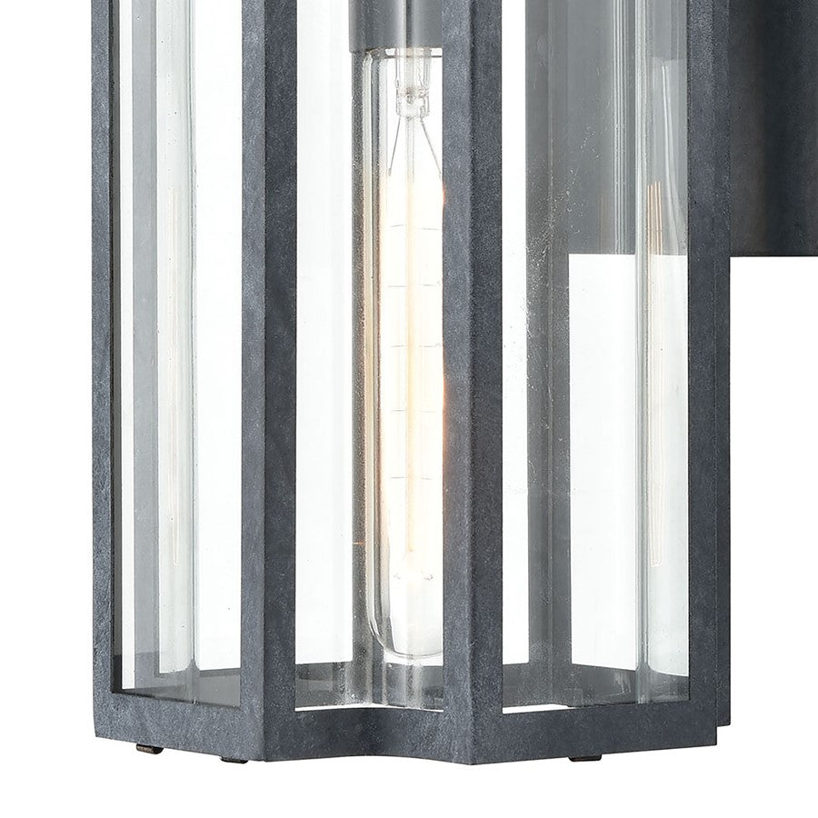 Atlas Lighting Bianca 13in 1-Light Outdoor Sconce | Transitional Aged Zinc and Clear Glass | Porch & Entryway | 6 x 7 x 13 in | Model OL11072-GY