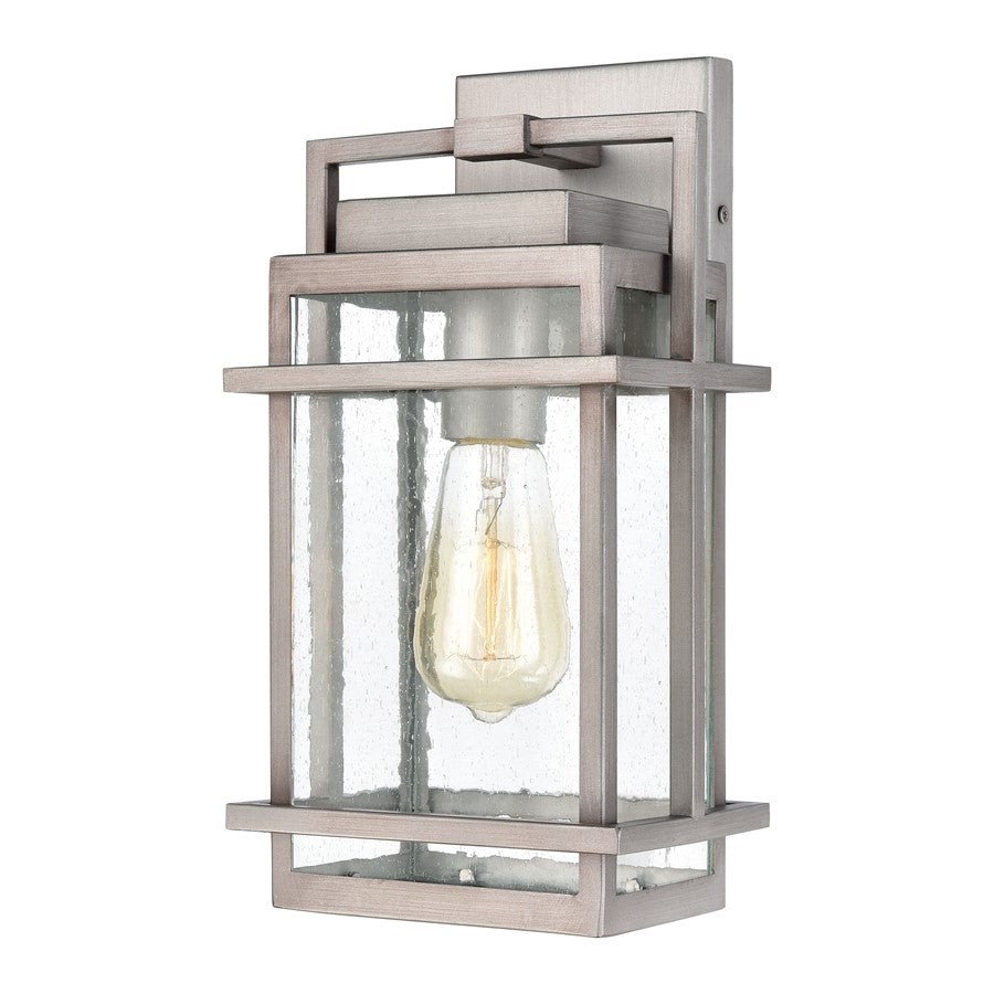 Atlas Lighting Breckenridge 14in 1-Light Outdoor Sconce | Transitional Weathered Zinc and Clear Seeded Glass | Porch & Entryway | Model OL11078-SV