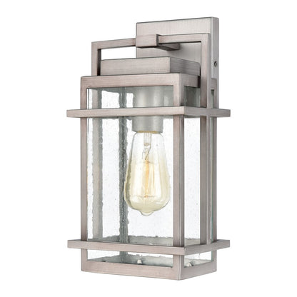 Atlas Lighting Breckenridge 14in 1-Light Outdoor Sconce | Transitional Weathered Zinc and Clear Seeded Glass | Porch & Entryway | Model OL11078-SV